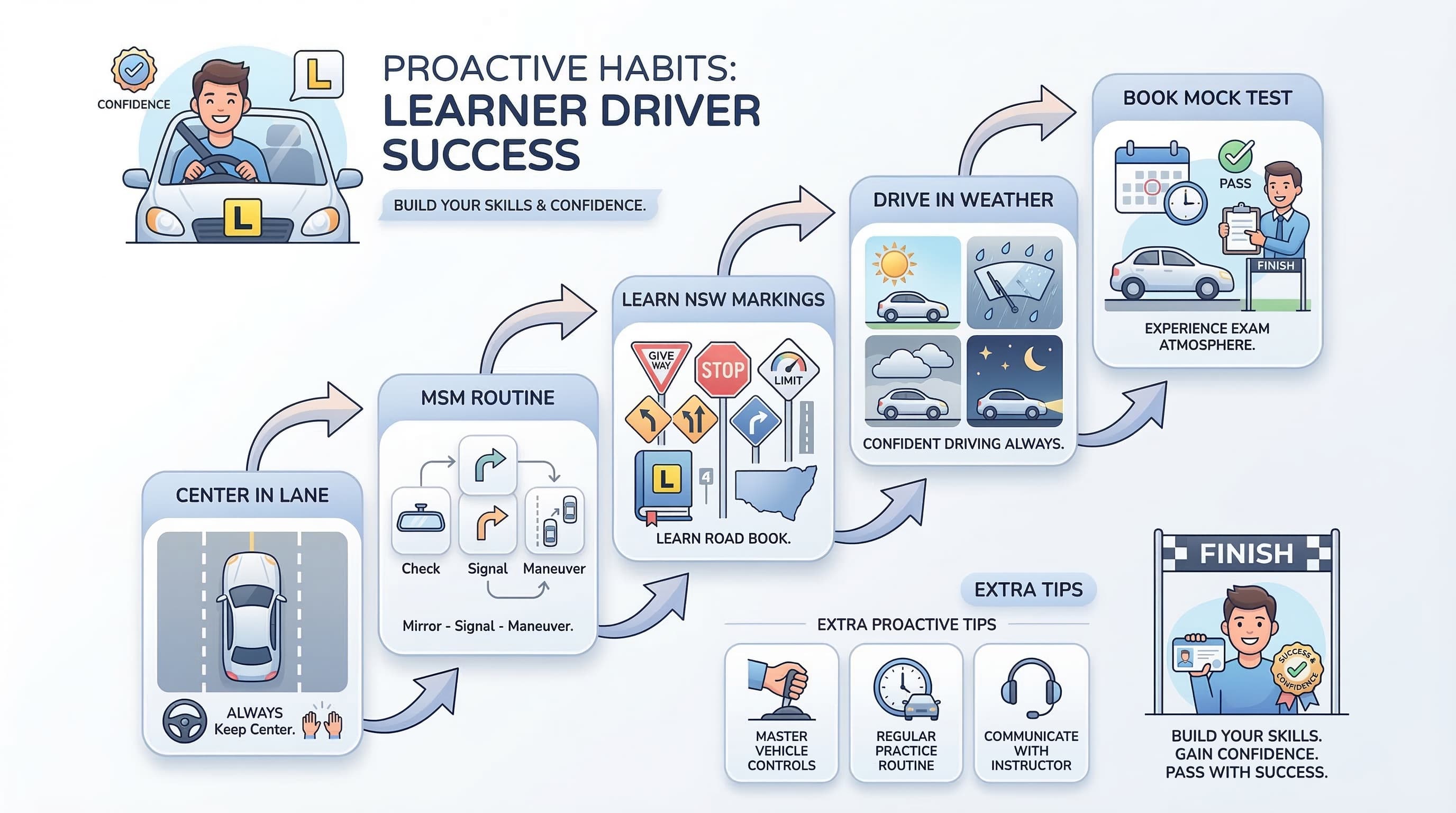 Proactive Habits for Learner Driver Success Infographic