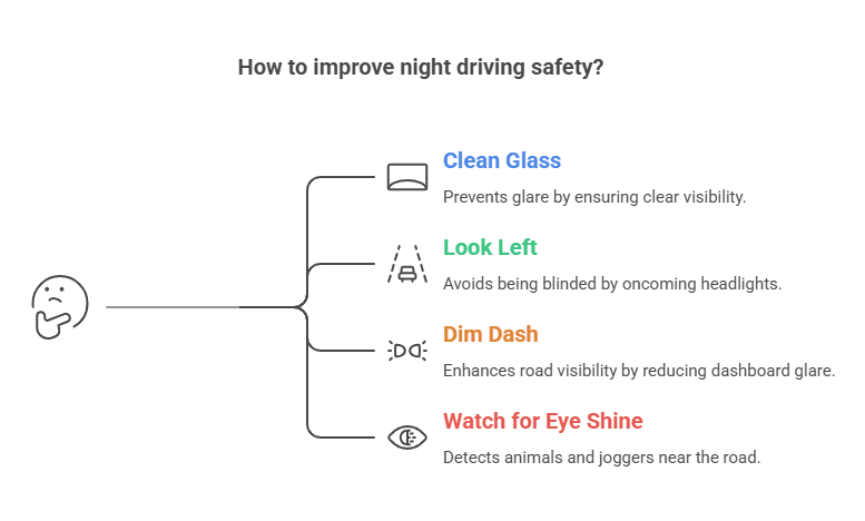How to improve night driving safety infographic